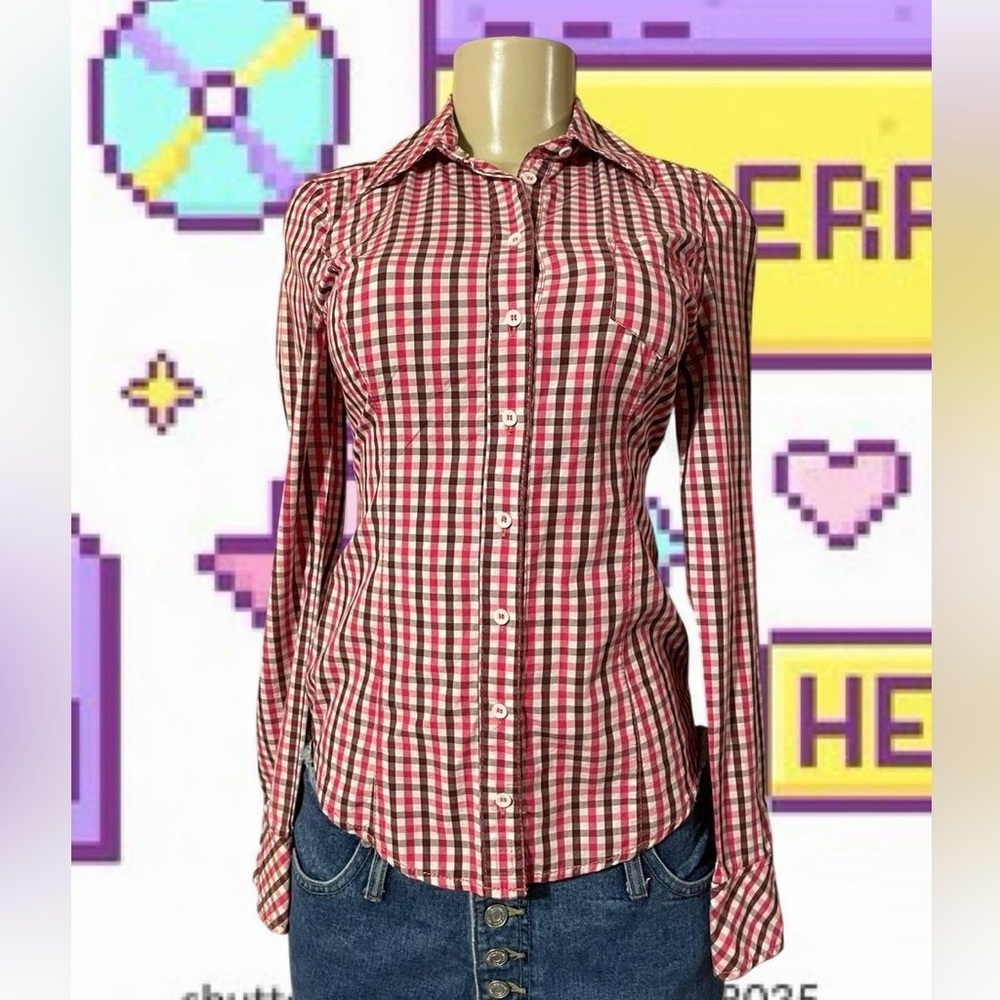 Guess Red Plaid Women's Button-Down Shirt